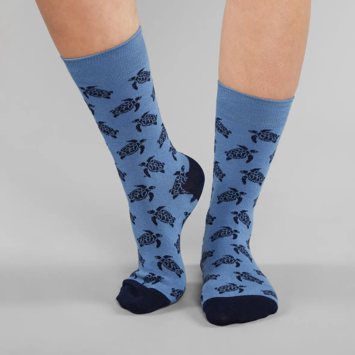 Chaussettes à Motif Tortues Marines Sigtuna - Bleu Clair en Promotion - Chaussettes Confort pour Femme