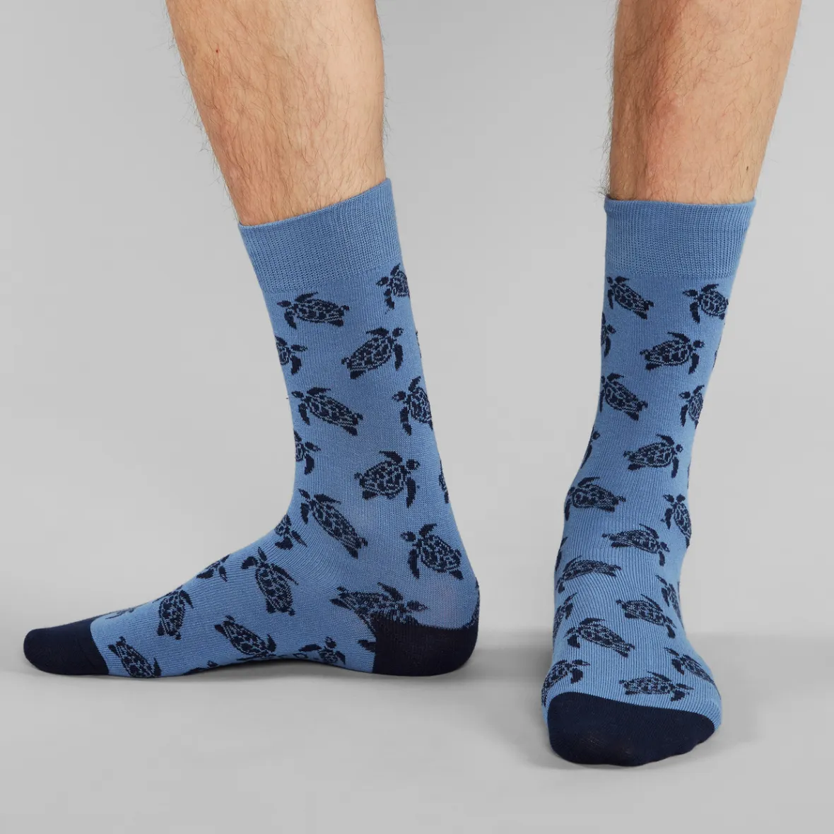 Chaussettes à Motif Tortues Marines Sigtuna - Bleu Clair en Promotion - Chaussettes Confort pour Femme