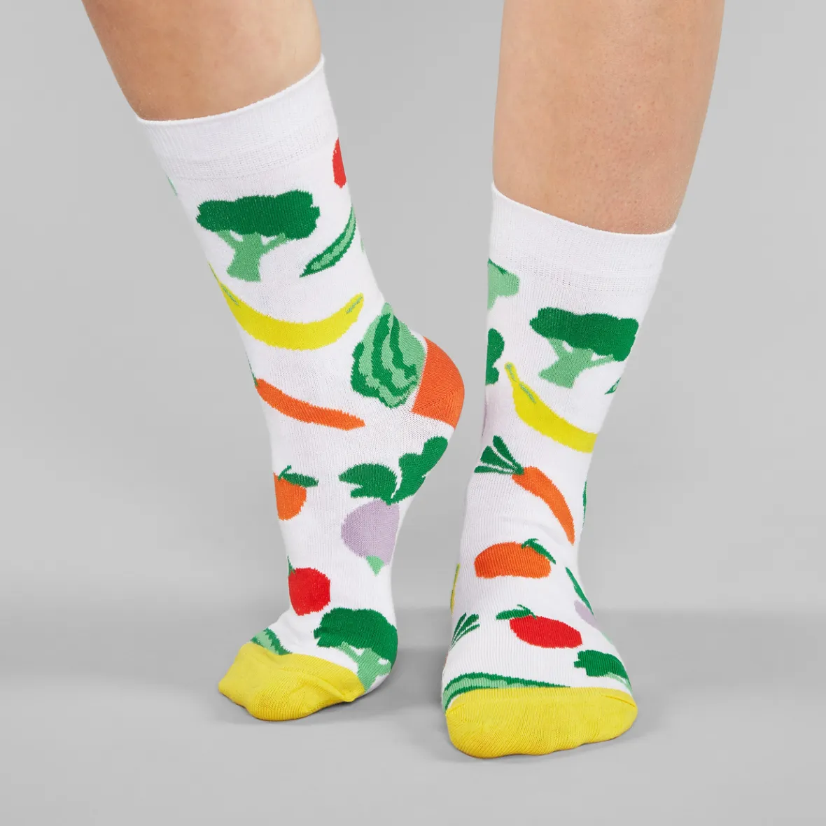 Chaussettes Femme Printanières - Motifs Légumes Frais Sigtuna en Blanc Tendance