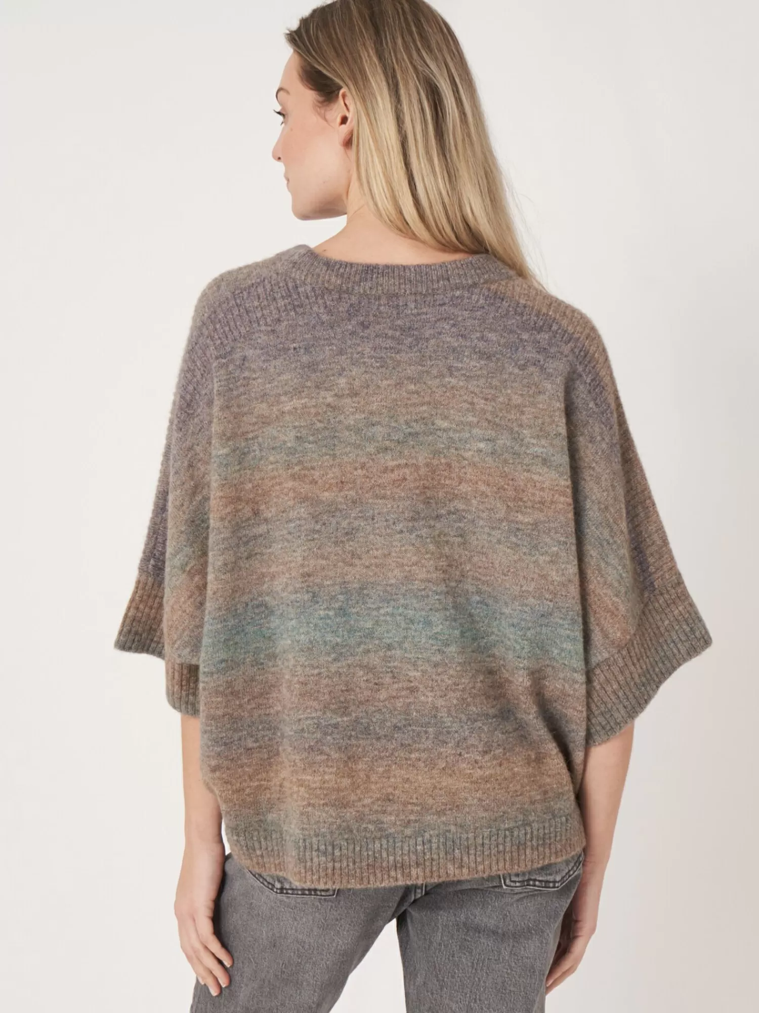 Poncho Tie-Dye Bohème en Laine Italienne - Pull Femme Léger et Doux pour Look Décontracté