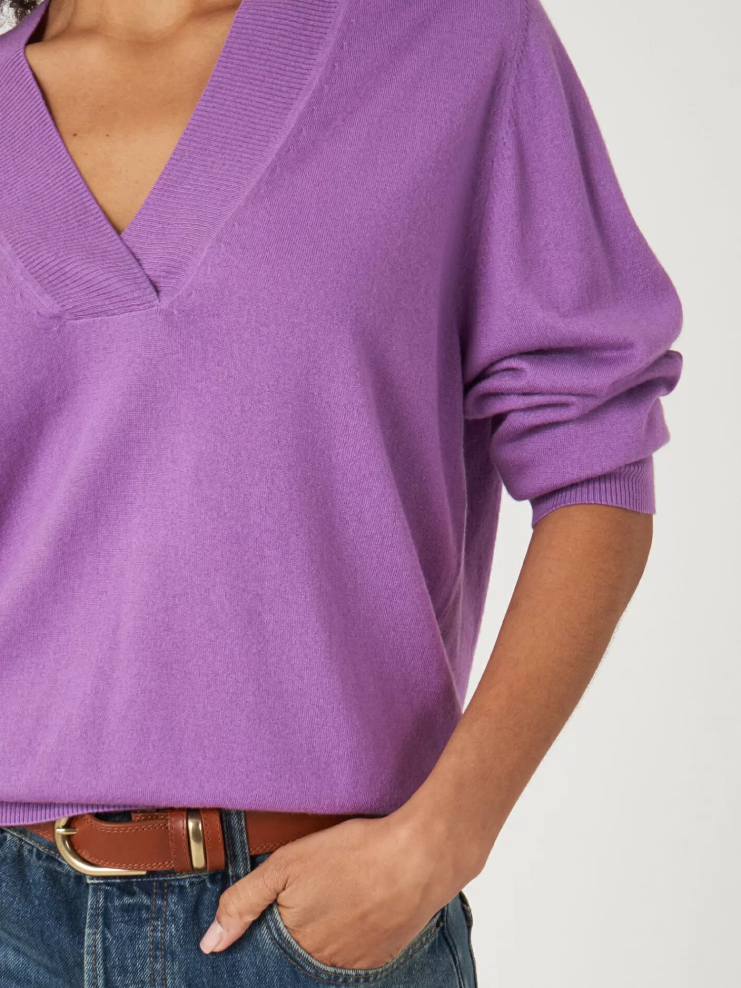 Pull Femme Col en V - Maille Ultra-Douce Décontractée Tricot Main