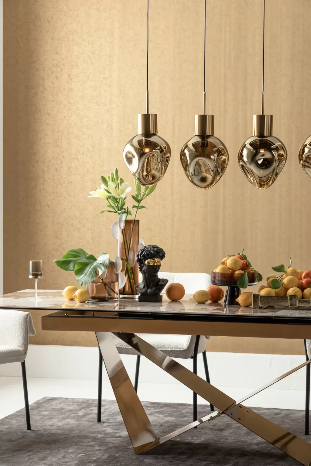 Lustre suspendif design KARE Supernova - Effet ambré chaleureux, Longueur 110 cm