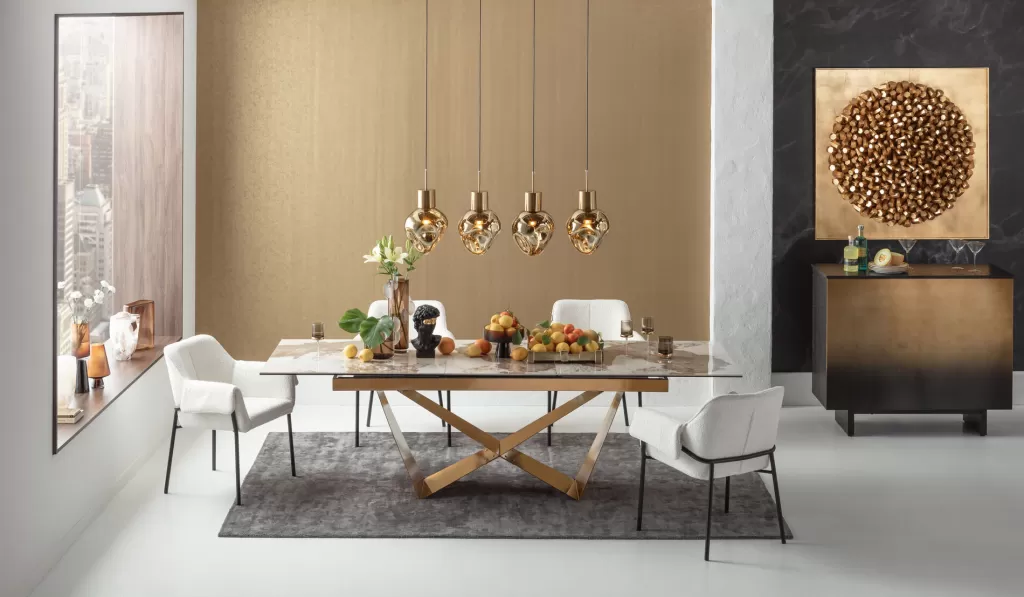 Lustre suspendif design KARE Supernova - Effet ambré chaleureux, Longueur 110 cm