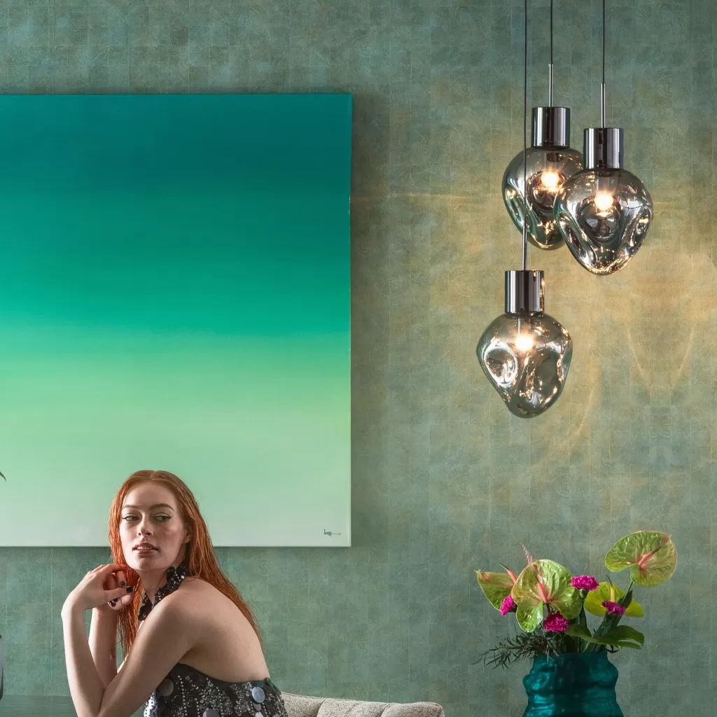 Lustre suspendu design Supernova fumée - Modèle Tre par KARE Design, diamètre 45 cm