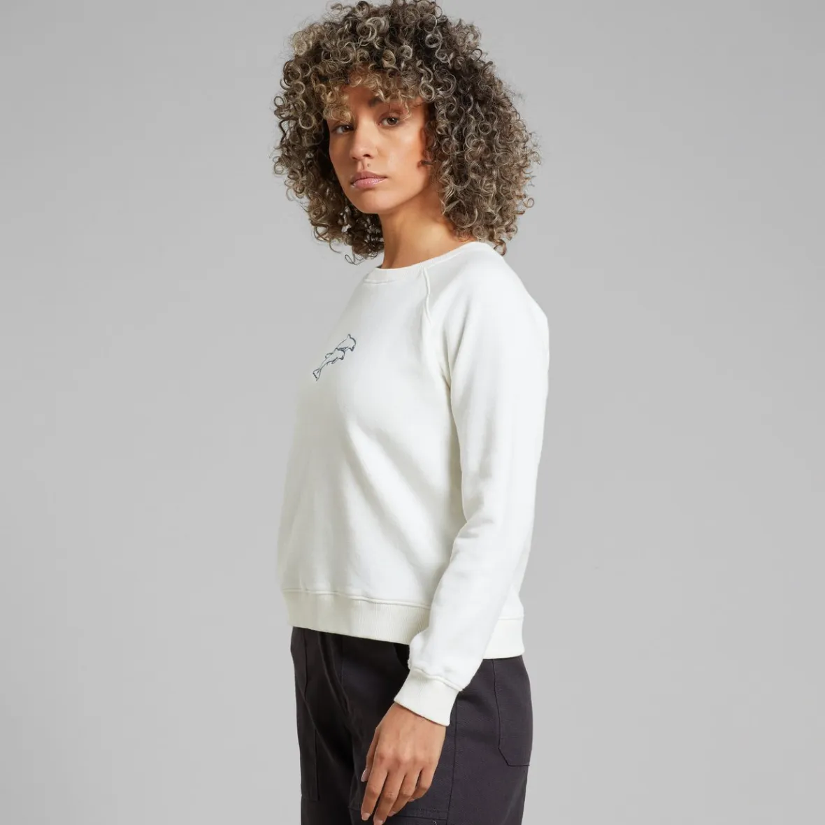 Doudoune Femme Ystad - Broderie Double Dauphin Blanc Cassé | Vente Élégante Confortable