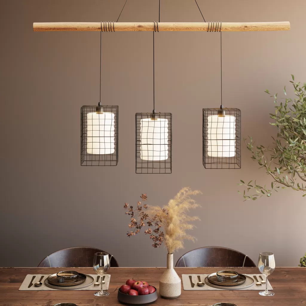 Lustre suspendu design KARE - Triple Grille contemporaine 120 cm pour éclairage d'intérieur élégant