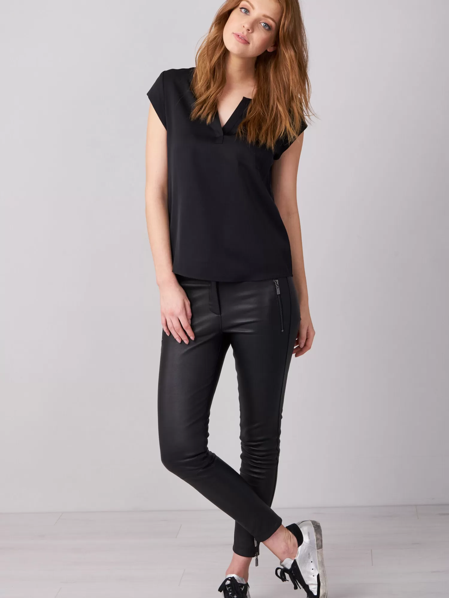 Décolleté Femme Chic à Poches Plaquées - Top Moderne Respirant pour Sorties Printanières