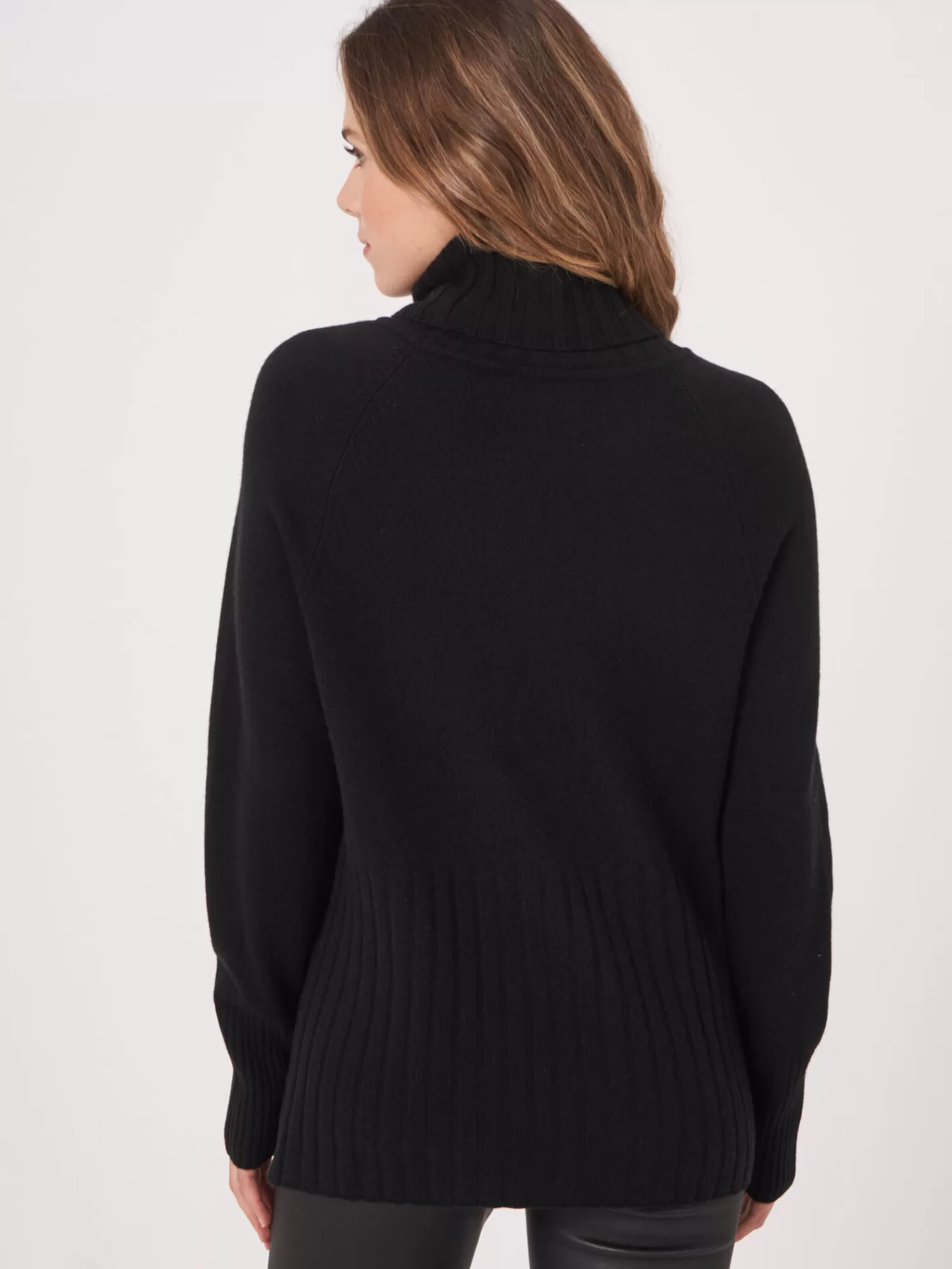 Pull Femme Décontracté à Col Roulé Large en Côtes - Léger et Confortable