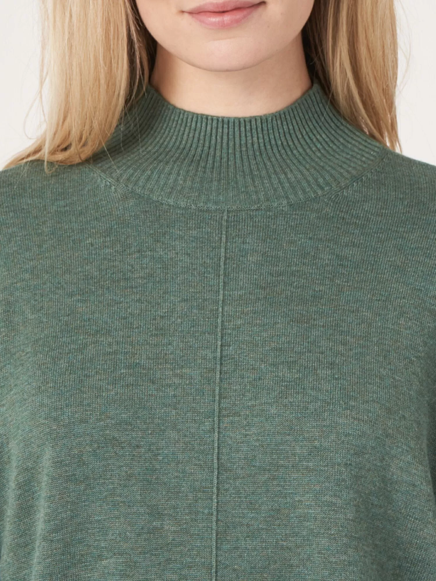 Pull Femme Col Montant Manches Bouffantes en Mélange Coton - Modèle Confortable & Tendance