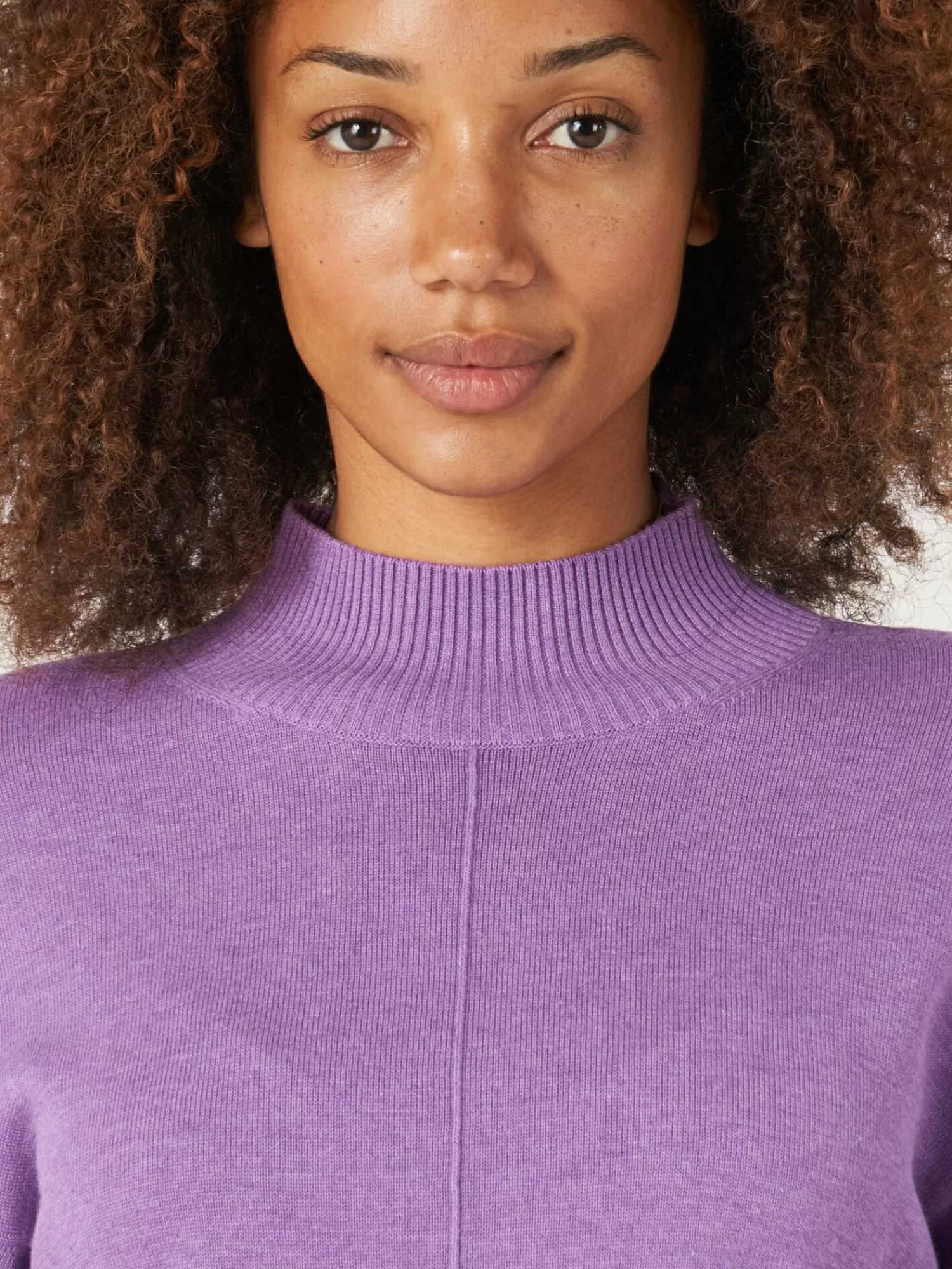 Pull hiver doux pour femme - Col haut & manches bouffantes en mélange coton confortable