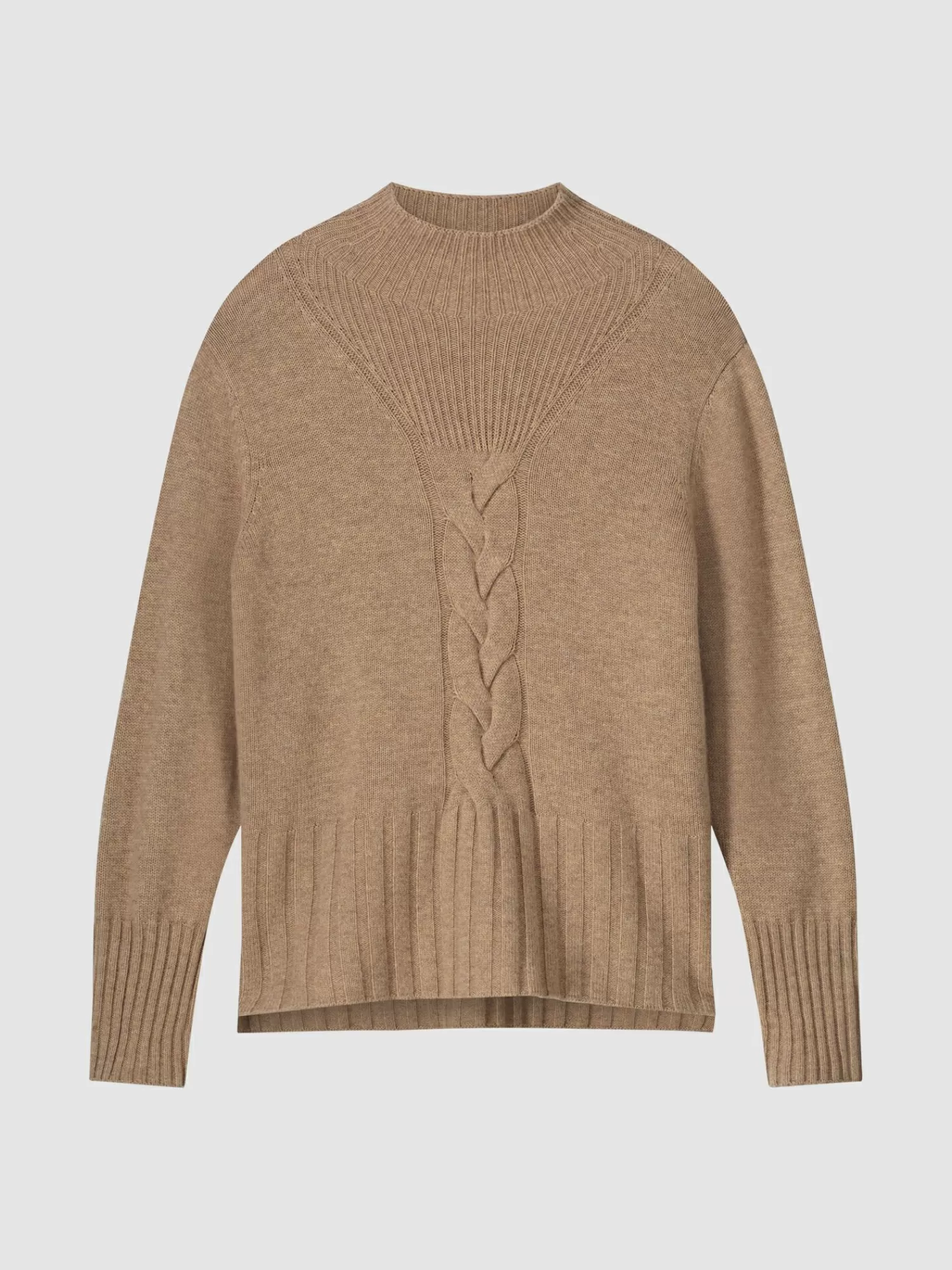 Pull Femme à Col Montant avec Détail Jacquard Torsadé - Confort et Style en Laine Douce
