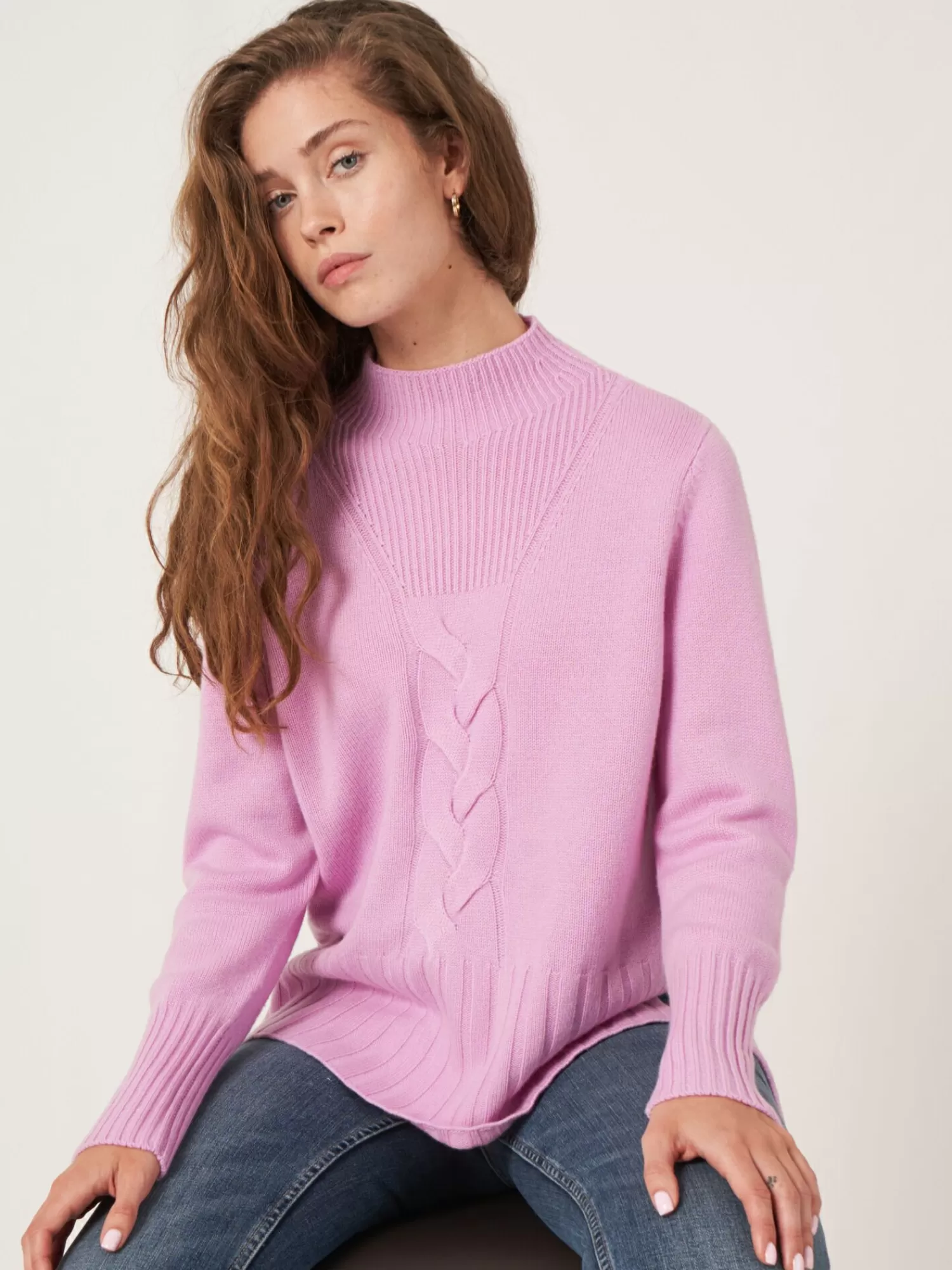 Pull Femme Élégant Col Montant - Motif Torsadé Tendresse Hiver - Style Décontracté à la Mode