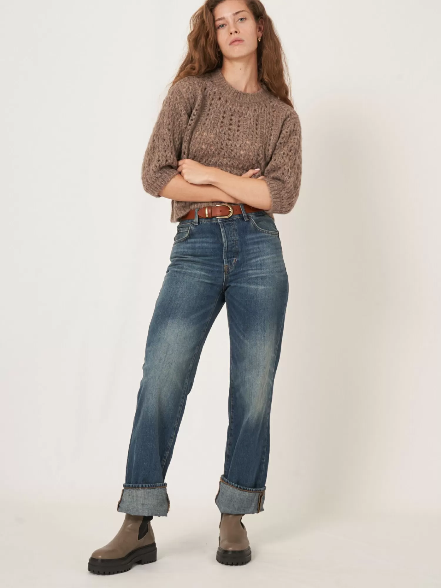 Pull Femme en Laine Mérinos avec Motif Ajouré - Doux Confort Hiver