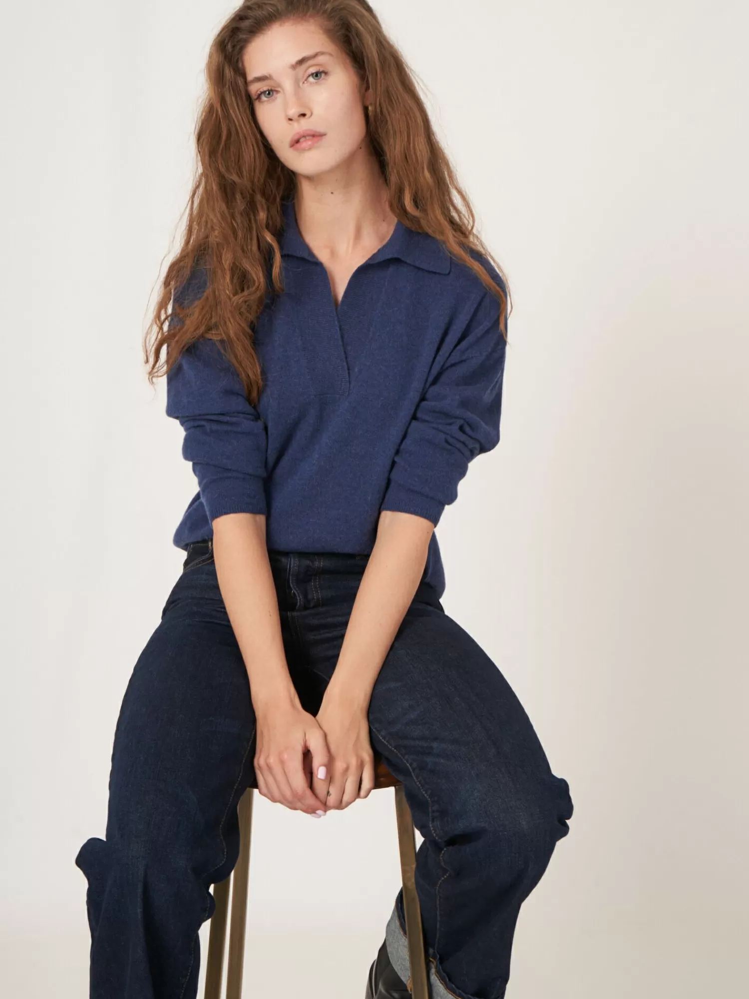 Pull Femme en Cachemire Bio à Col Polo - Confort Chaud et Style Intemporel