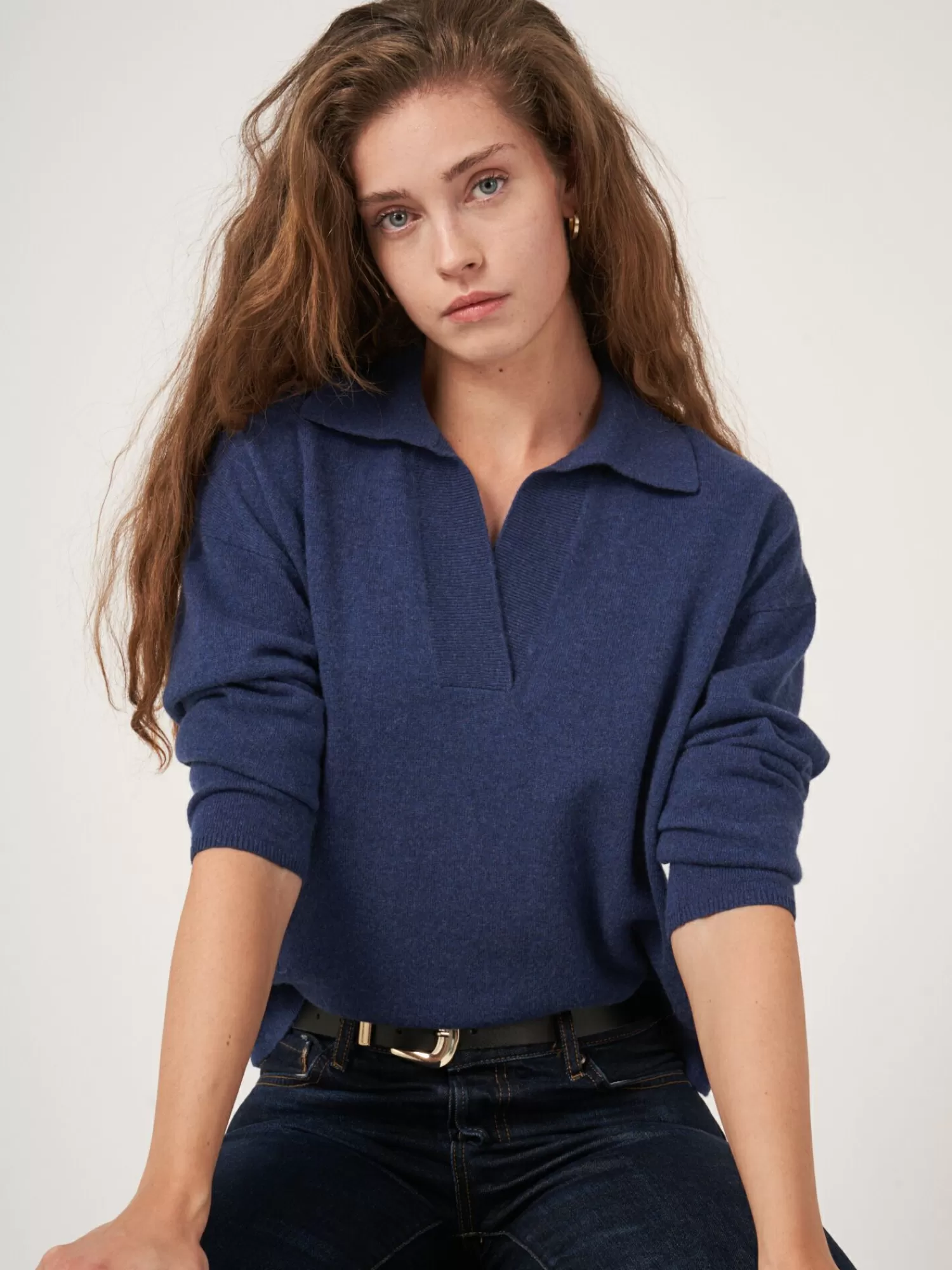 Pull Femme en Cachemire Bio à Col Polo - Confort Chaud et Style Intemporel