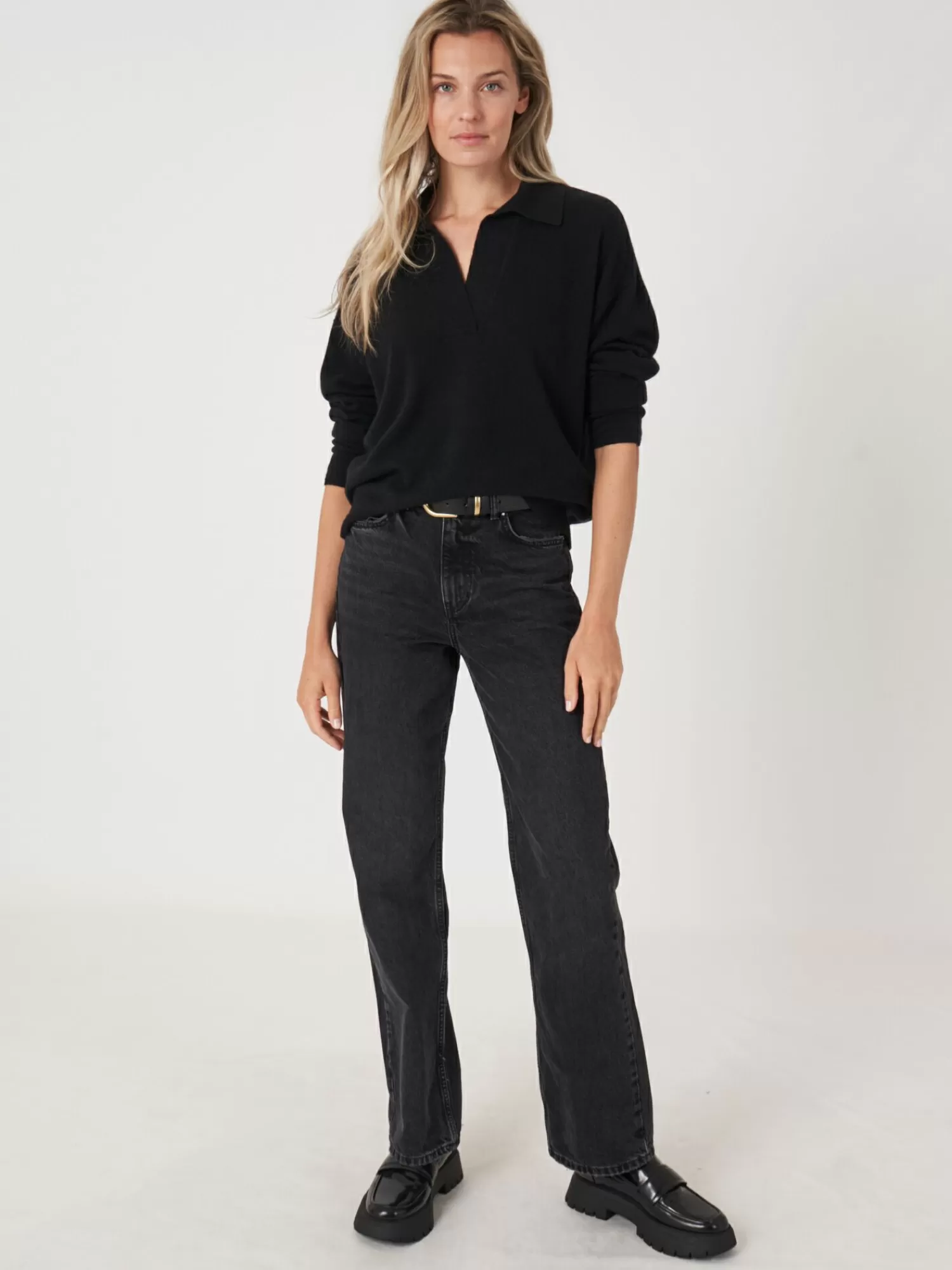 Pull Femme en Cachemire Bio - Col Polo Élégant - Confort Naturel
