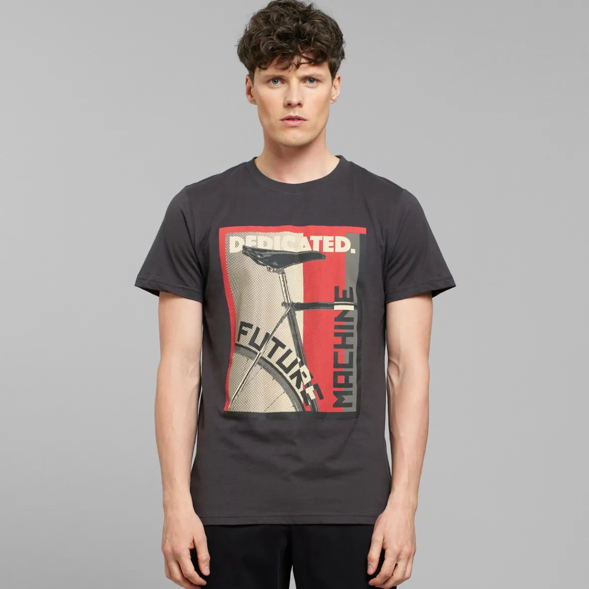T-shirt décontracté Stockholm - Design Vélo Urbain en Gris Charbon (Homme, Coupe classique, Coton respirant) - Prix doux pour style quotidien