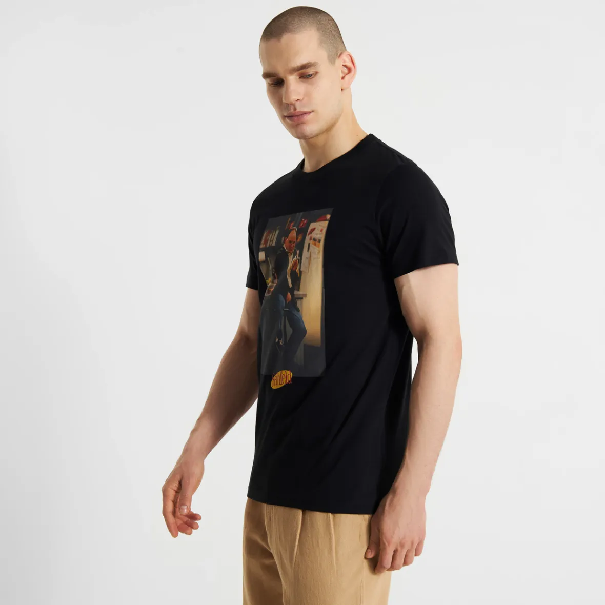 T-shirt Casual George de Stockholm - Noir Élégant en Promotion Exclusive