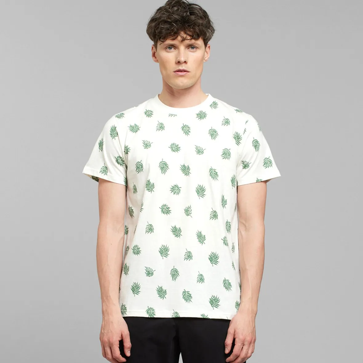T-shirt Stockholm Feuillage AOP en Liquidation - Blanc Cassé Collection Dégriffée