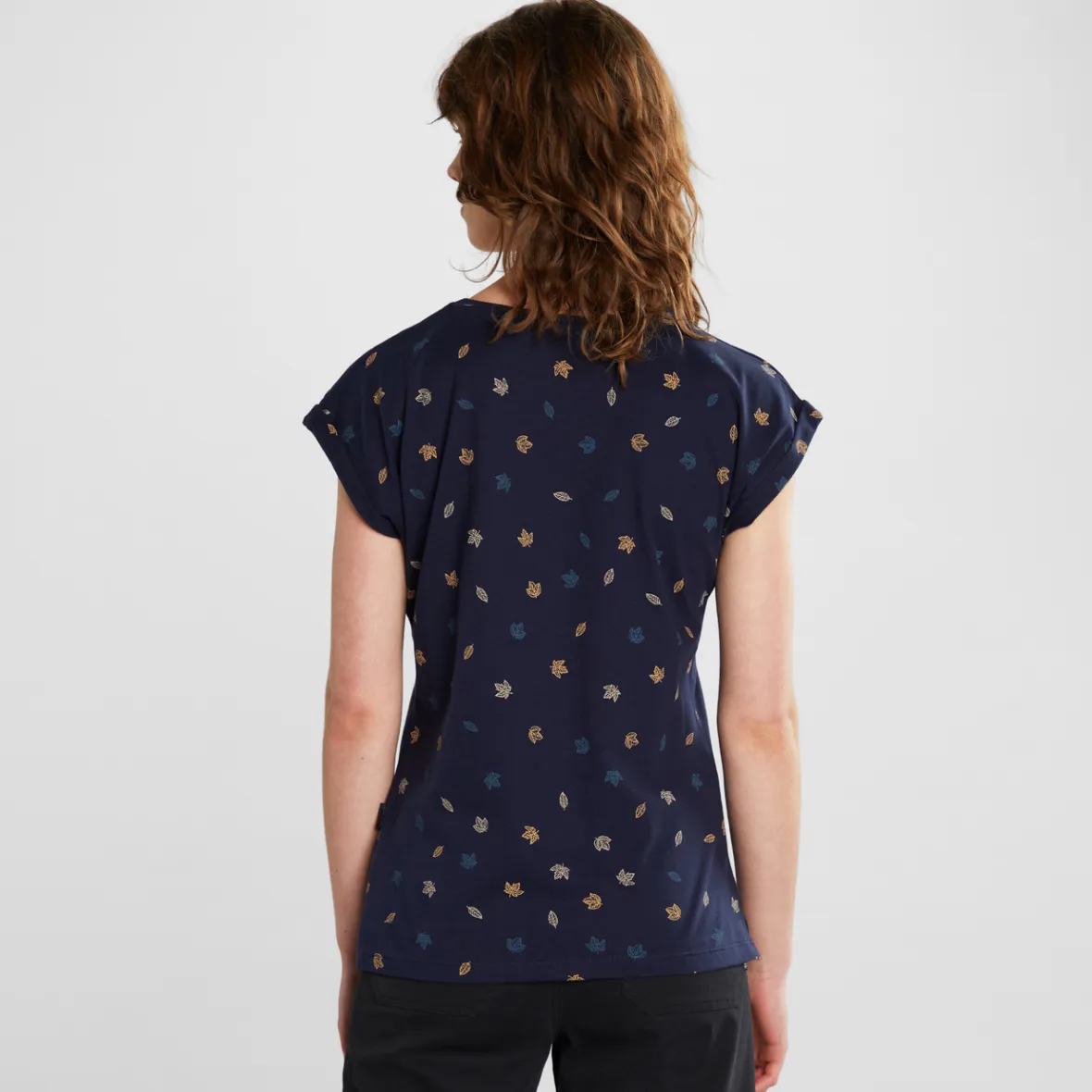 T-shirt Femme Visby Motif Feuilles d'Automne - Bleu Marine Boutique en Ligne & Soldes Exclusives