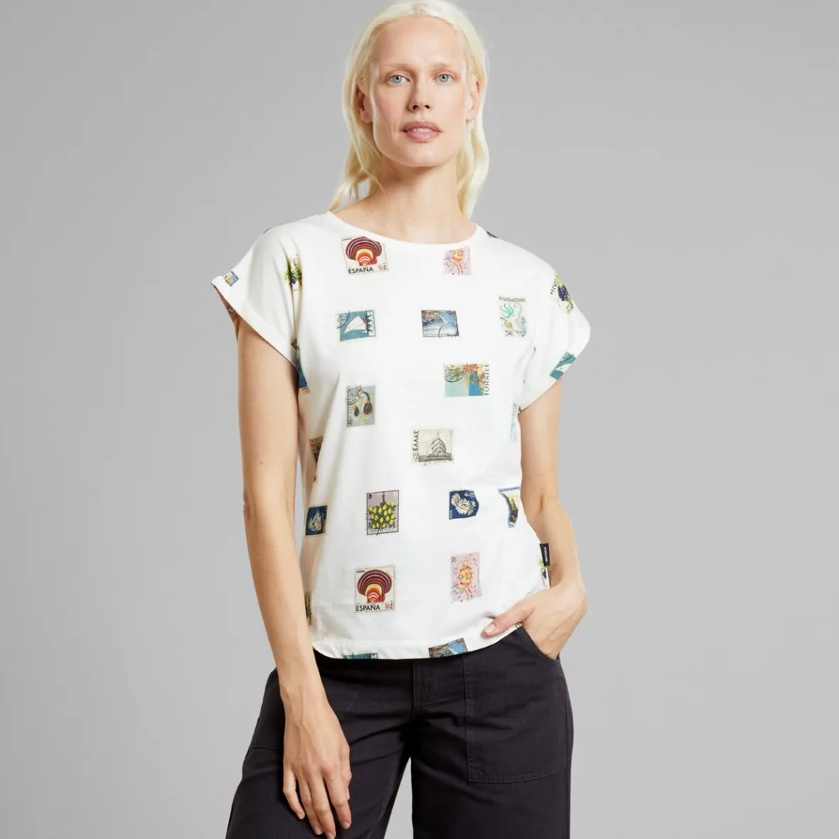 Dernières pièces - T-shirt crème estampillé Visby, coupe féminine (Destockage exclusif)