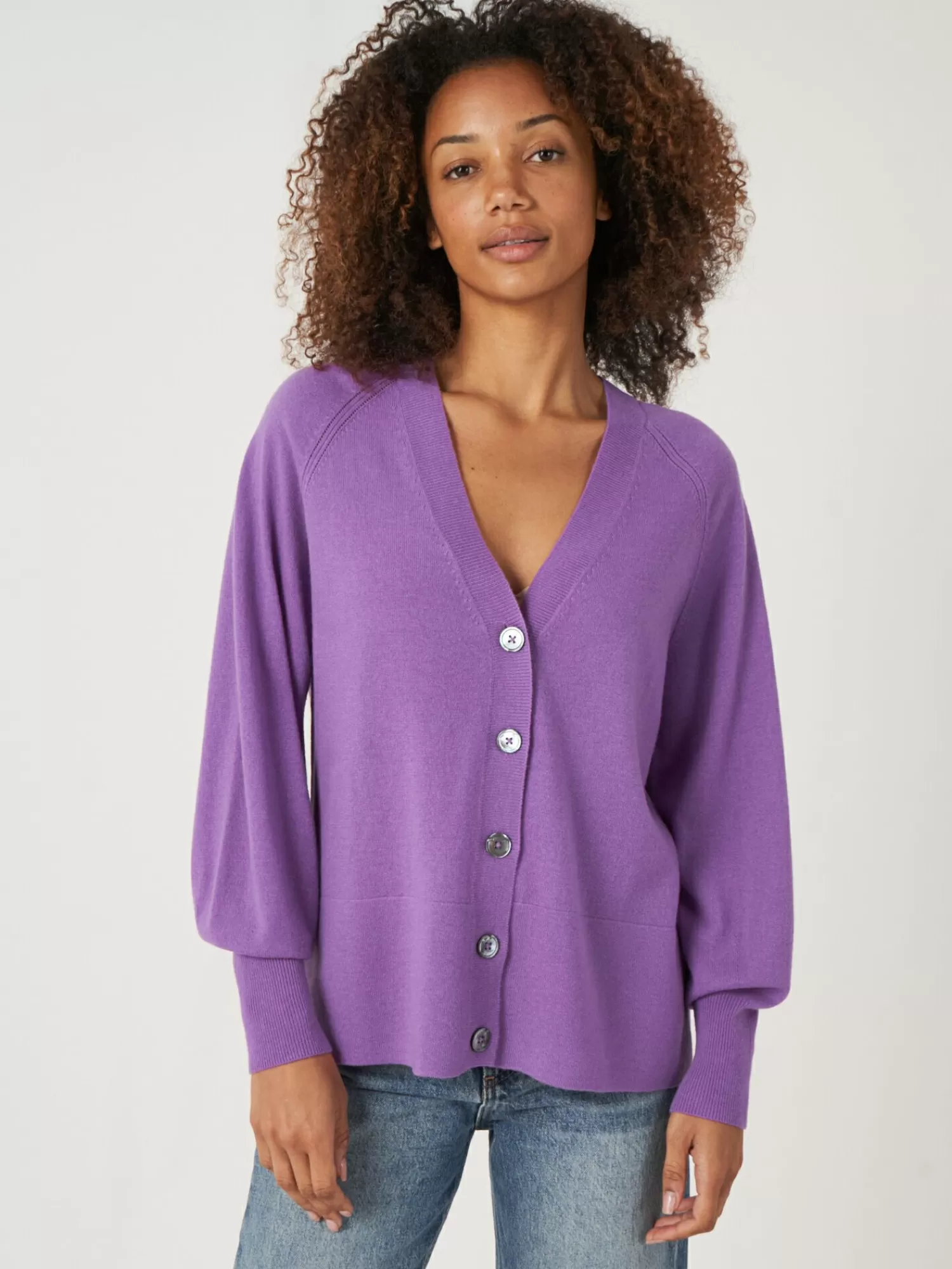 Gilet Femme Élégant à Boutons et Manches Ballon Raglan - Style Urbain et Confortable