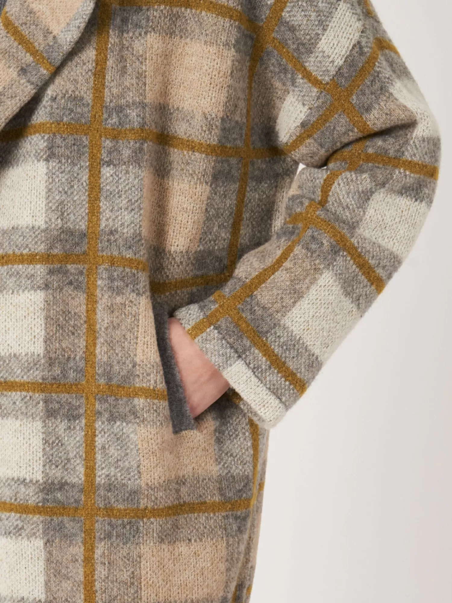 Veste Femme Élégante à Motif Carreaux et Col Chemisier - Style Intemporelle