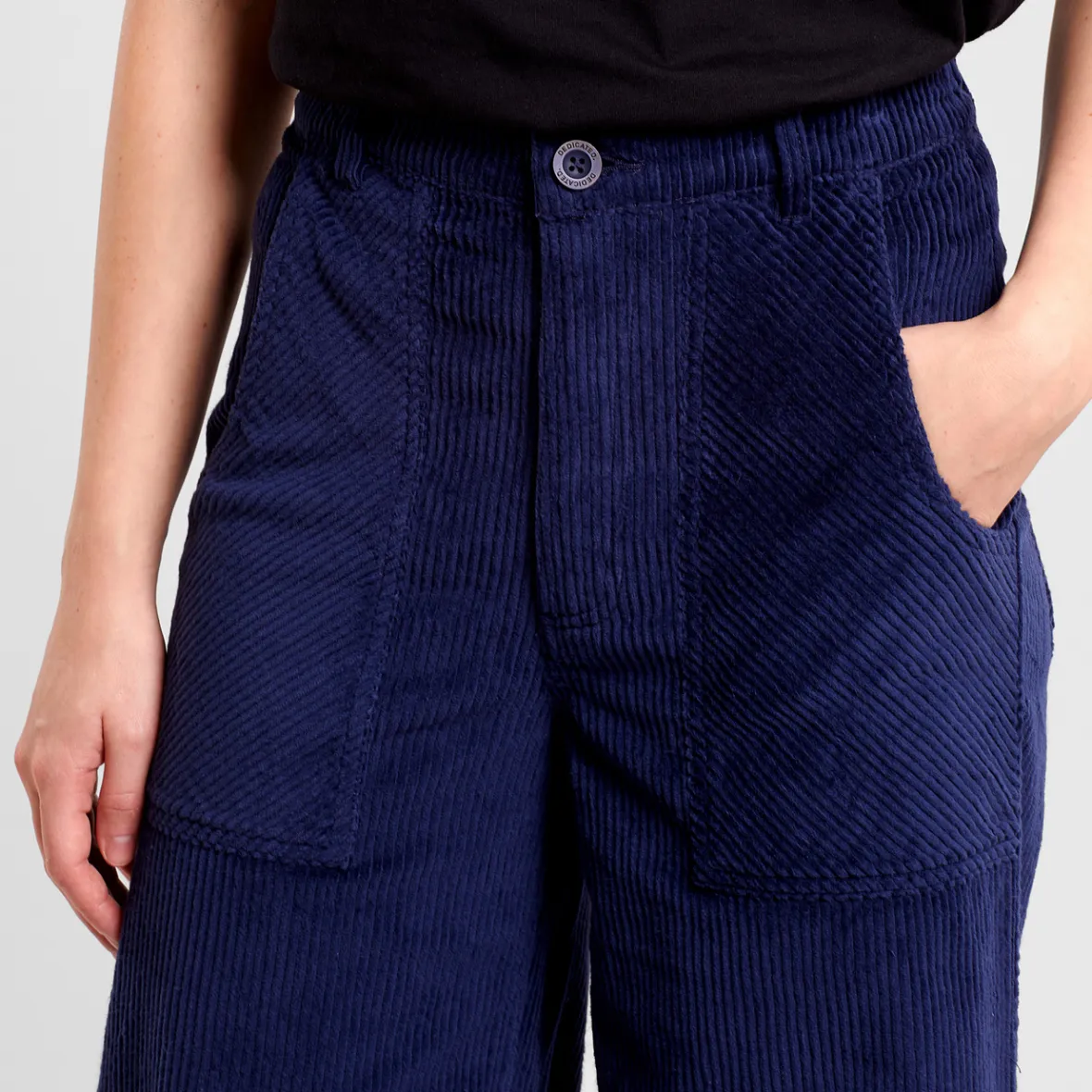 Pantalon de Travail Femme en Velours Côtelé Bleu Marine - Modèle Vara en Promotion Exclusive