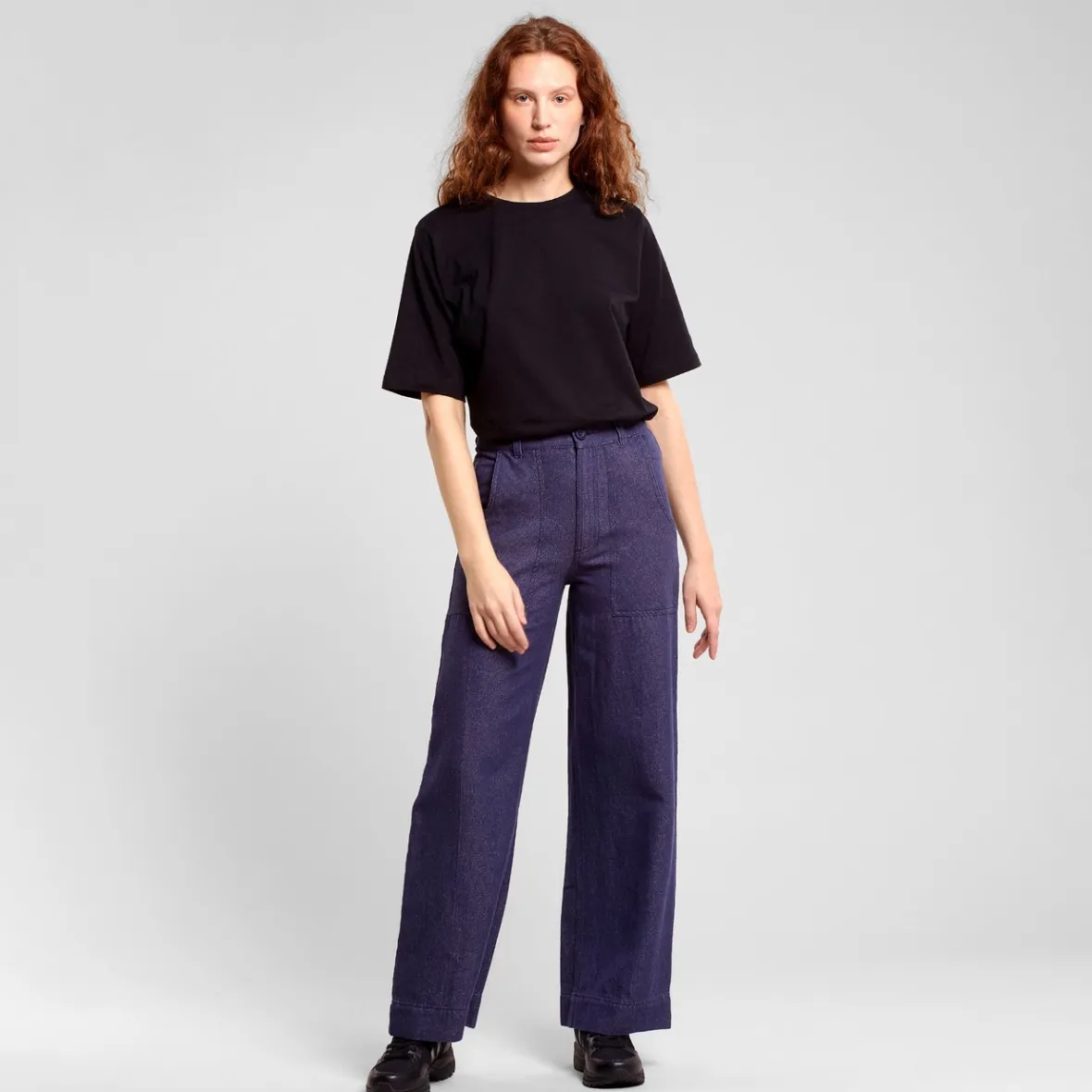 Pantalon technique féminin en chanvre bleu marine - Vara Collection Travail d'été