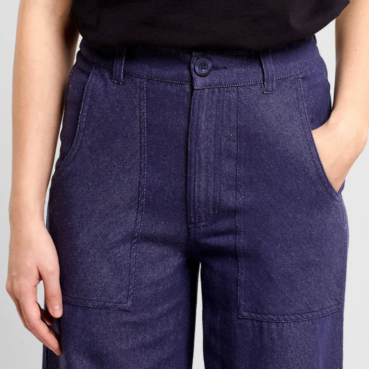 Pantalon technique féminin en chanvre bleu marine - Vara Collection Travail d'été