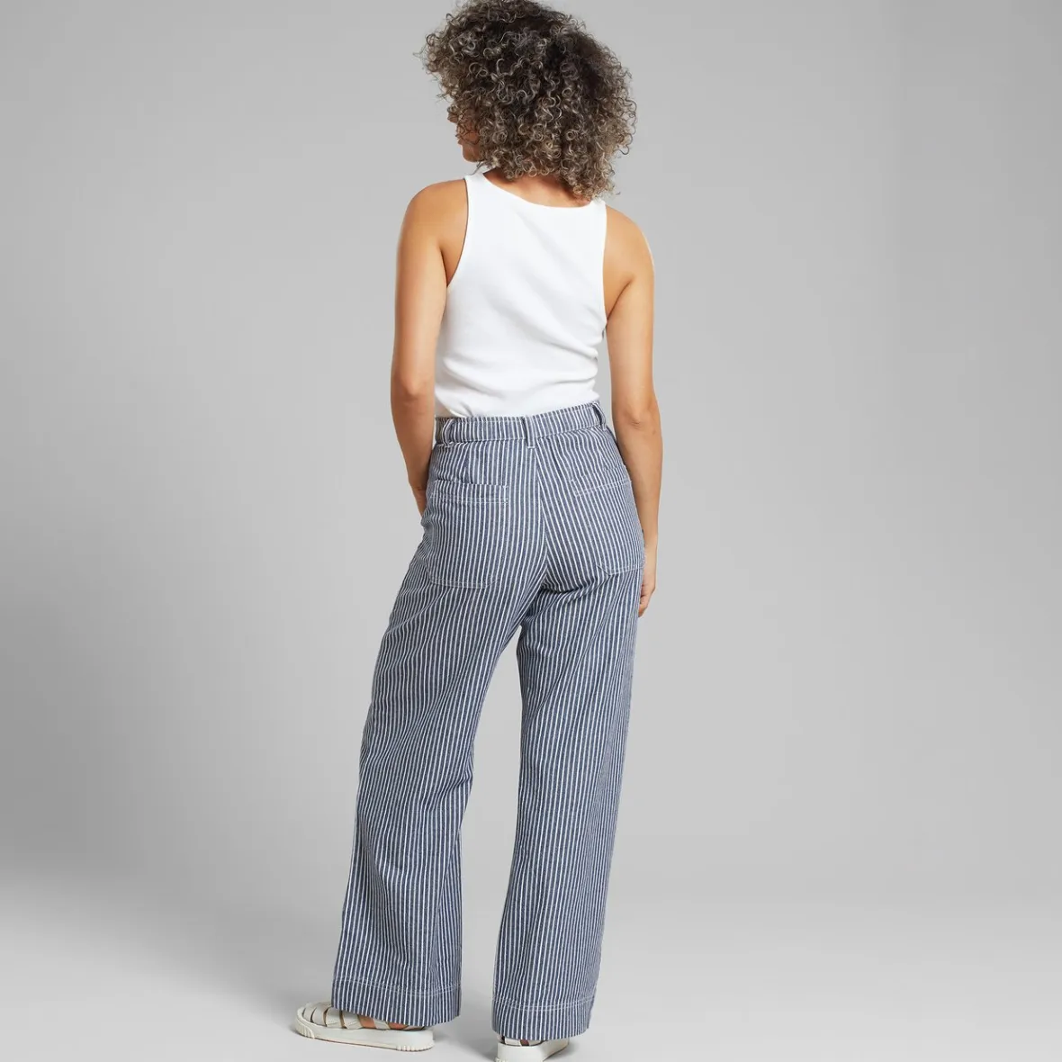Pantalon professionnel féminin Vara Work - Rayures bleues décontractées pour travail quotidien