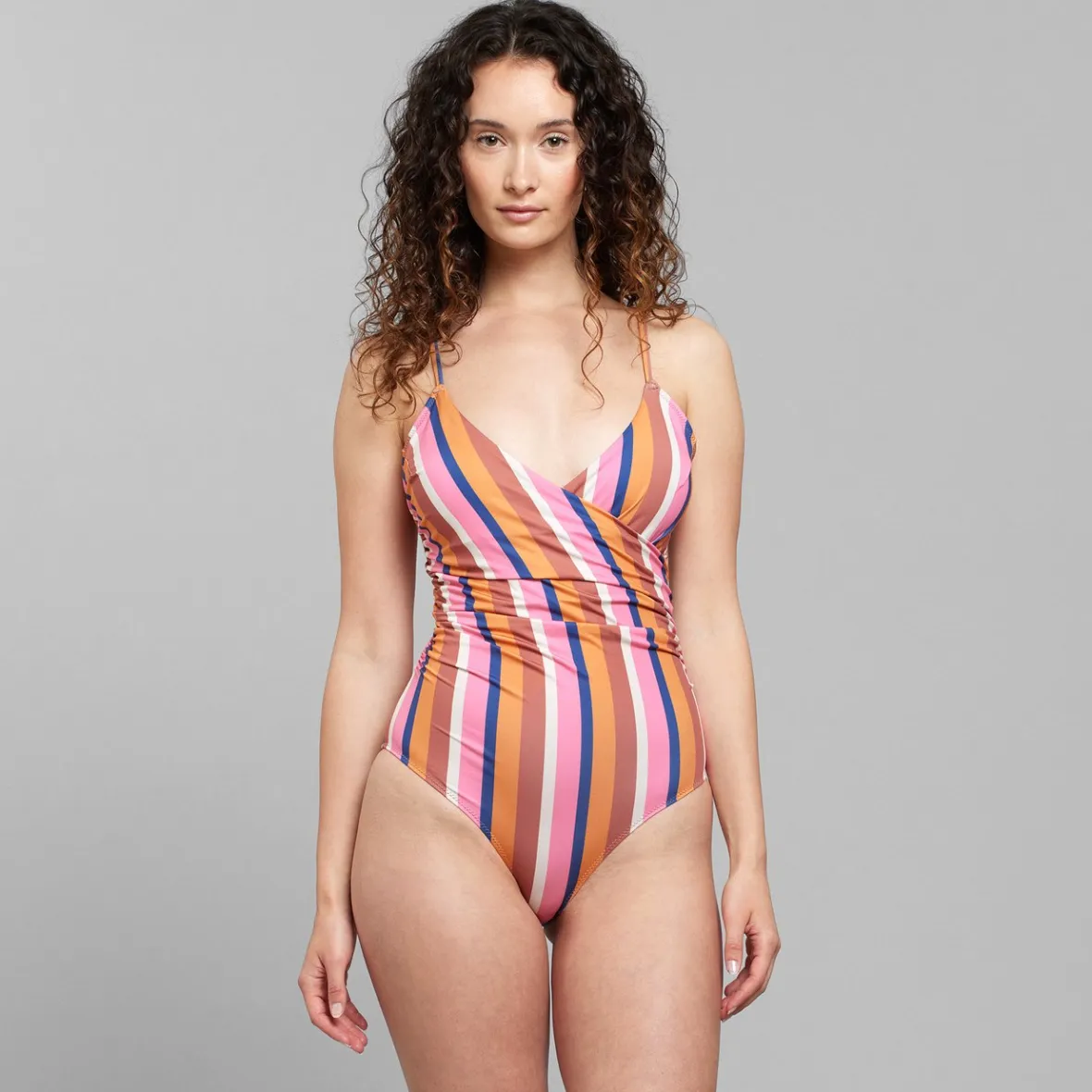 Maillot de bain drapé Klinte - Rayures asymétriques dégradées | Collection femme en promotion exclusive