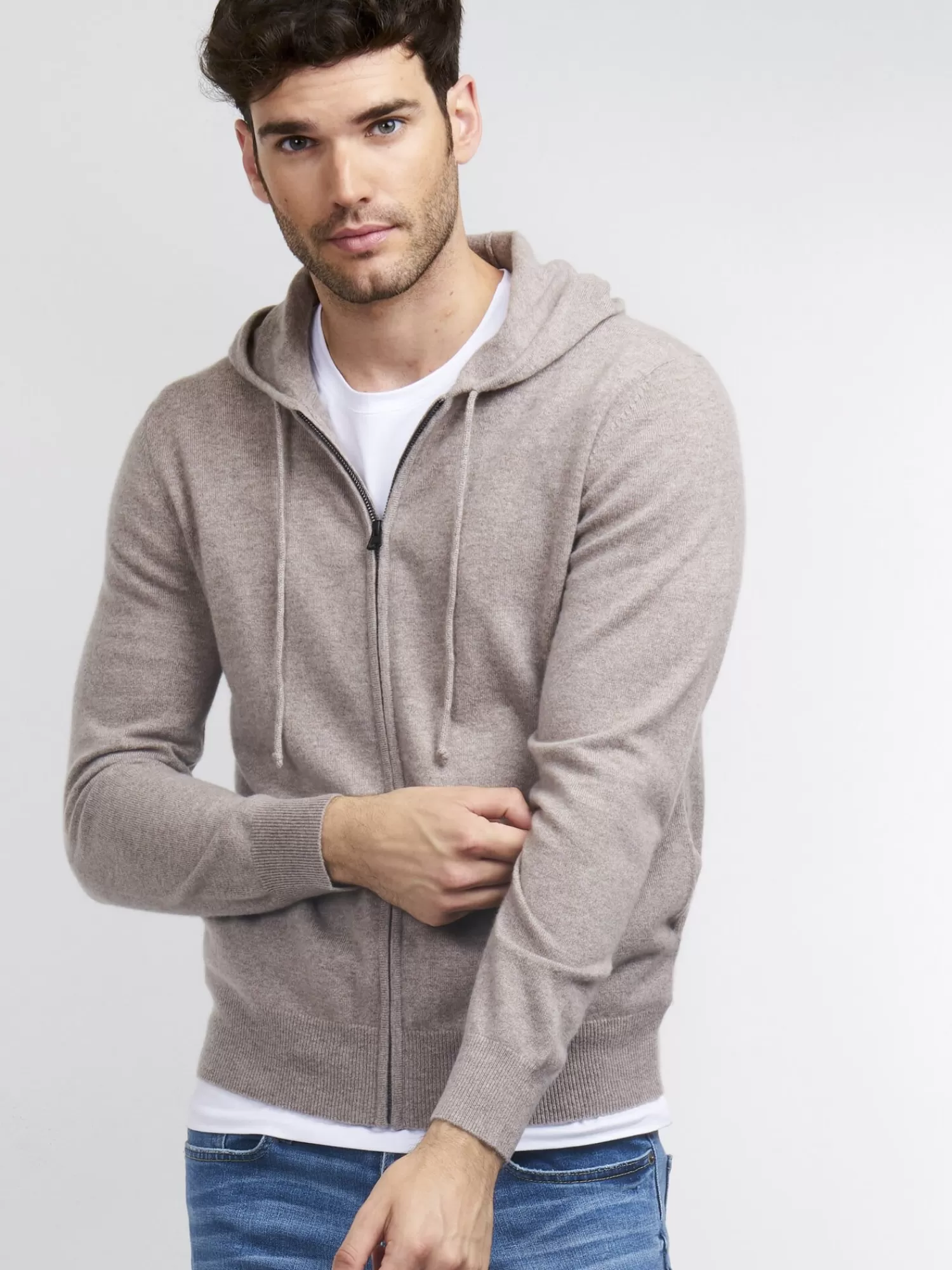 Pull Capuche Zippé en Cachemire Van - Veste Urbaine Élégante pour Homme