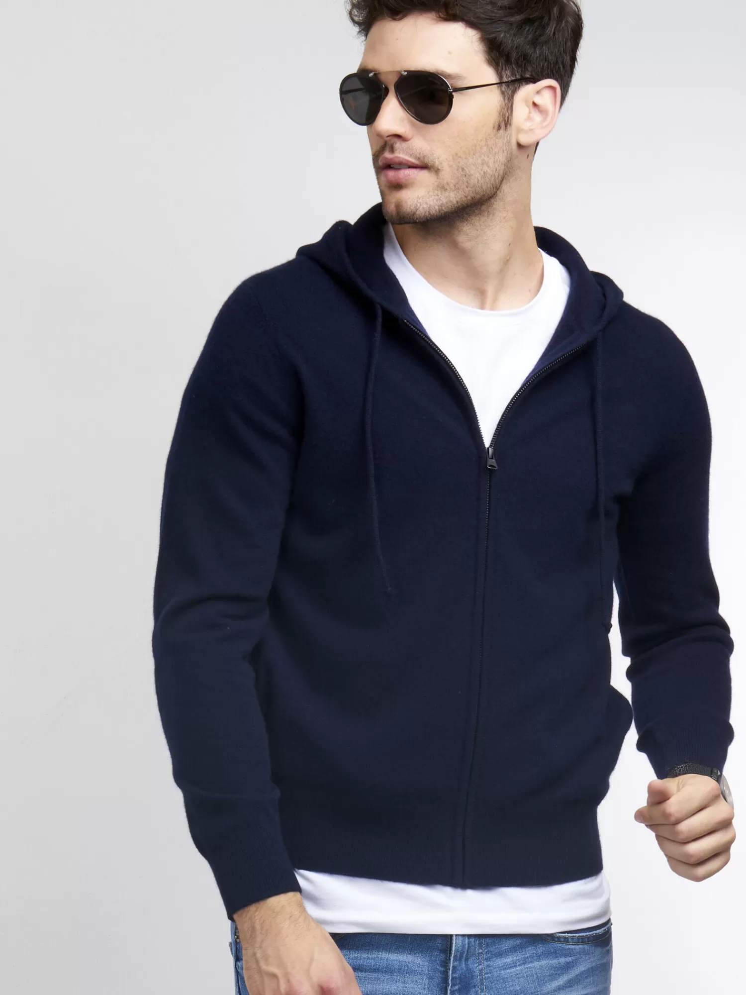 Sweat-shirt en cachemire zipé pour homme - Dernières pièces en promotion